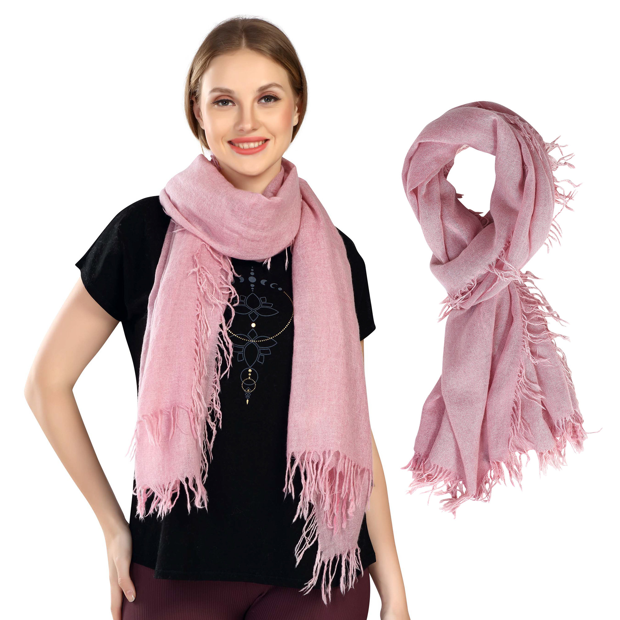 Elegant pink scarf accessory on a mannequin